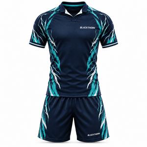 Soccer Jersey Set Men's Short Sleeve Sublimated Quick Dry Polyester Uniform Training Wear Athletic <b>Fit</b> All Seasons - Product Image 1