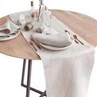 Camino de Mesa Moderno de Lino Blanco, Rústico, para Bodas, Largo, Ecológico, Reutilizable, Personalizable, Lavable a Máquina, para Hogar y Estilo Rústico