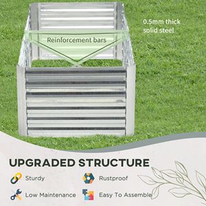 Jardinières verticales en acier galvanisé argenté 71'' x 36'' x 23'' pour jardin surélevé extérieur avec barres renforcées, pots d'extérieur - Product Image 5