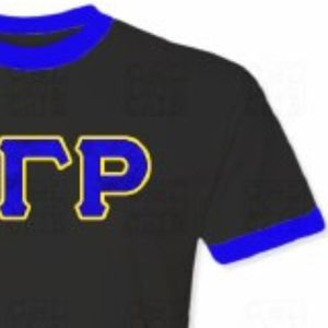 เสื้อยืดคอกลม Sigma Gamma Rho ผ้าซาติน แต่งขอบตัดสี  สำหรับสตรีชมรมพี่น้องกรีก สีน้ำเงิน เหลือง ดำ  แบบสั่งทำพิเศษ - Product Image 4
