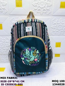 Himalayan Hemp Mix Fabric <b>Backpack</b> Striped Embroidered Casual Daily Use 29x8x41cm Handmade Zipper Closure - Product Image 4