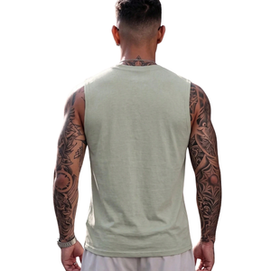 Men Green Sleeveless <b>Tank</b> <b>Top</b> Casual Muscle Shirt Neck Regular Fit Summer Gym Workout Sportswear 100% Cotton Comfortable - Product Image 2