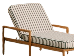 Chaise longue en bois moderne pour l'extérieur avec coussin rayé, design contemporain, mobilier de jardin durable pour la terrasse - Product Image 6