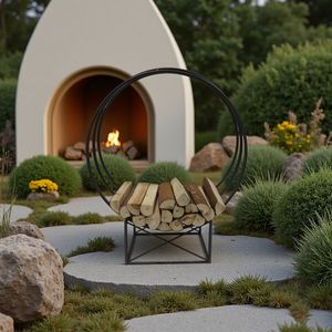 Durable Rust-Resistant Modern Design Iron Firewood Rack Indoor Outdoor Use Metal <b>Log</b> <b>Holder</b> Powder Fireplace Sets Accessories - Product Image 4
