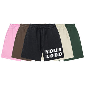 Shorts de sport décontractés pour hommes avec logo personnalisé, taille élastique, cordon de serrage, séchage rapide, respirants, 100 % coton, pour entraînement et sport, vente en gros - Product Image 2