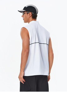 เสื้อกล้ามกีฬาผู้ชายสีขาวแบบแห้งเร็ว คอตั้ง พร้อมดีเทลซิป - Product Image 3