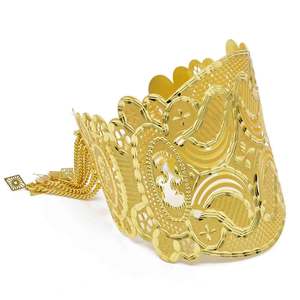 กำไลข้อมือทองชุบลายดอกไม้แบบกว้างสำหรับผู้หญิง ขายส่ง ทอง 14K 18K 24K แฟชั่นแบบดั้งเดิม - Product Image 2