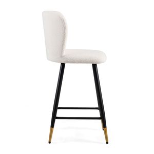 Taburete de Bar de Estilo Moderno de 25.79 Pulgadas con Asientos Blancos, Patas de Metal Negro y Extremos con Detalles Dorados, Decoración Versátil, Estilos Adecuados - Product Image 5
