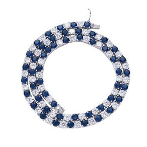 Chaîne Tennis de Luxe Saphir Bleu, Collier Sertie de Pierres CZ, Bijoux Hip Hop, Chaîne Plaqué Or Blanc 18 et 20 Pouces - Product Image 3