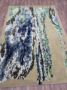 Alfombra con mechones a mano de lana de seda para sala de estar, alfombra abstracta, diseño moderno, juegos de alfombras altas hechas a mano, precio directo de fábrica - Product Image 2