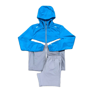 Custom <b>Zip</b>-<b>Up</b> Lightweight Solid Nylon Waterproof Windbreaker 2 in 1 Hoodie & Track <b>Jacket</b> Short Set Men - Product Image 3