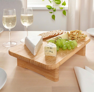 Plateau de service rectangulaire en chêne surélevé avec coins arrondis et pieds cylindriques, pour cérémonie du thé, OEM Vietnam - Product Image 5
