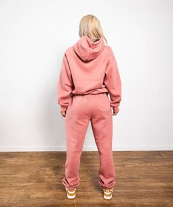 Custom Pink Womens Oversized Hoodie And Jogger Sweatpants <b>Set</b> Cotton Fleece Winter Casual Tracksuit Cotton - Product Image 2