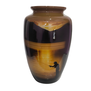 Fishing Cremation Urn for Human Ashes | Sunset Lake <b>Memorial</b> <b>Keepsake</b> | Adult Funeral Burial Vessel | Fisherman Remembrance - Product Image 1