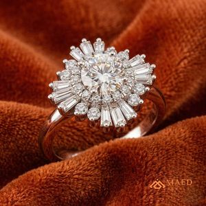 Marquise Cut Cluster Moissanite <b>Silver</b> <b>Statement</b> Engagement Wedding Anniversary <b>Ring</b> for Women Luxury Style Jewelry Gift - Product Image 2