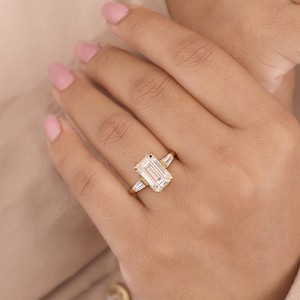 Zircon <b>Statement</b> Engagement <b>Ring</b> Elegant Modern Fine Jewelry 925 Sterling <b>Silver</b> 14K Gold Plated Bridal <b>Ring</b> - Product Image 5