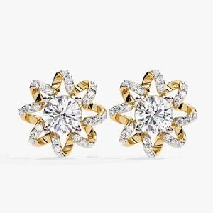 Boucles d'oreilles en or 18 carats personnalisées avec diamants, bijoux fins pour anniversaire, mariage, banquet, diamant cultivé en laboratoire IGI GIA, cadeau - Product Image 2