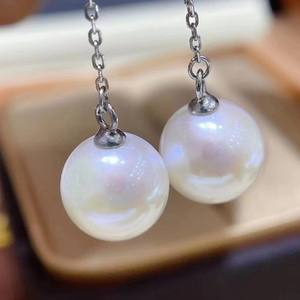 Boucles d'oreilles en perles d'eau douce de 10-11 mm avec une forte luminosité, exagérées, en argent sterling S925 pour femmes - Product Image 2