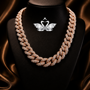 Cadena cubana Miami de plata 925 con incrustaciones de moissanita de corte brillante redondo y engaste de garra, colgante estilo Hip Hop unisex de primera calidad - Product Image 1
