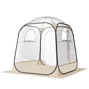 63x63 Inch Clear <b>Bubble</b> Pop-up Sports Tent for 2-4 Persons Waterproof Outdoor Pod Floor Mat <b>Top</b> Cover for Garden Igl - Product Image 1