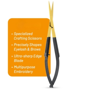 กรรไกรตัดขนคิ้ว ขนตา และหนังกำพร้า ยี่ห้อ HARBOR INDUSTRY รุ่น Gold Titanium Straight Tip Spring Scissors ด้ามจับสีดำแบบมีลาย ผลิตจากเหล็กญี่ปุ่น VG10 - Product Image 3