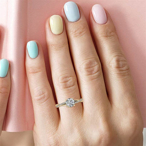 แหวนเพชรทรงกลมเพาะเลี้ยงในห้องปฏิบัติการ ทอง 18k แหวนเพชรเม็ดเดี่ยวทรงกลมเจียระไนแบบเหลี่ยมเพชรพลอย แหวนหมั้นแบบเกลียวสำหรับผู้หญิงและเด็กผู้หญิง - Product Image 6