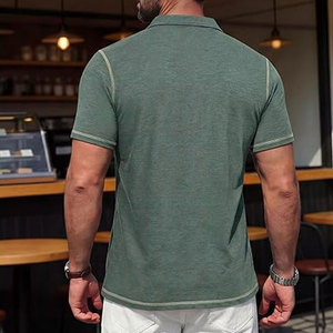Chemises polo pour hommes à manches courtes, décontractées, légères, en coton, pour le golf, avec poche, t-shirt à col respirant - Product Image 2