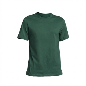 T-shirt à manches courtes pour homme, couleur kaki, col rond, coupe classique, tissu tricoté uni, décontracté - Product Image 4