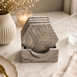 Premium Quality Natural <b>Marble</b> <b>Coaster</b> Set with Round Design Elegant Stone Drink <b>Coasters</b> for Tabletop Home Available For Sale - Product Image 4
