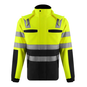 High Quality ANSI Class 1 Waterproof Hooded <b>Canvas</b> Quilted <b>Jacket</b> <b>for</b> <b>Men's</b> Construction Use Reflective & Customized - Product Image 1
