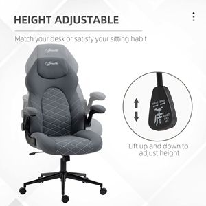 Sedia da Ufficio Grigio Scuro con Schienale Alto, Braccioli Ribaltabili, Altezza Regolabile, Ruote Girevoli e Funzione di Inclinazione (Base in Nylon) - Product Image 4