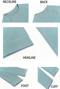 ชุดออกกำลังกายแบบสองชิ้น เสื้อครอปท็อปและเลกกิ้งผ้ายืดสูง พิมพ์โลโก้ OEM ได้ตามสั่ง สำหรับผู้หญิง ทรงเข้ารูป ถักทอแน่น สไตล์ฮิปฮอป ไซส์พลัส สำหรับฤดูหนาว - Product Image 6