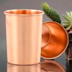 Handmade Pure Copper Plain Glass with Lid Copper Plain Design Tumbler Drinkware Serveware Capacity -300 ml Each (Set of 2) - Product Image 3
