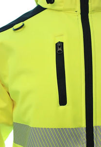 Chaqueta de Seguridad para Hombre con Franja Reflectante de 360 Grados, Manga Larga, Cierre de Cremallera, Tres Bolsillos, Color Negro y Amarillo - Product Image 4