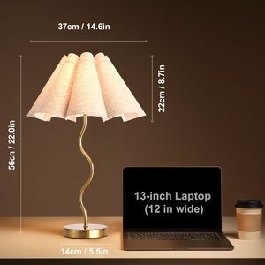 Minimalist <b>Bedside</b> Nightstand Lamp <b>with</b> Umbrella Style Fabric Shade Small <b>Table</b> Lamp for Home Office Lighting - Product Image 3