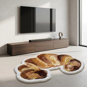 Alfombra de Lana Premium Hecha a Mano con Diseño Geométrico Antideslizante, Color Marrón y Beige, Moderna, Suave y Decorativa para Cocina o Dormitorio - Product Image 1
