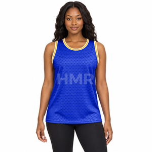 HMR Sorority Sisterhood Royal <b>Blue</b> <b>Mesh</b> Basketball Jersey Sleeveless Round Neck Breathable Tank <b>Top</b> Solid Color - Product Image 1