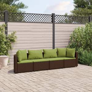 Juego de 4 Sofás de Jardín Marrón y Verde, Elegante Conjunto de Sofás para Exteriores - Product Image 1