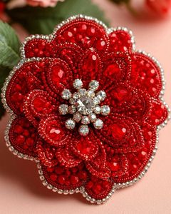 MD HANDICRAFTS Artistic Embroidery Beaded Brooch with Colorful Beads and Crystal Accents Vintage Handmade <b>Wedding</b> Brooch - Product Image 6