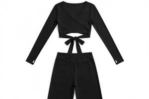 Women's Lace <b>Sweat</b> Wicking Yoga Set 2 Piece Cross Wrap Crop <b>Top</b> High Waist Straight Leg Pants Thumbhole Spandex/Nylon Workout - Product Image 4