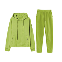 Ensemble sweat à capuche et pantalon en molleton 280 GSM pour femme, couleur unie, coupe décontractée, manches longues, tricoté, pour l'hiver, 100% coton