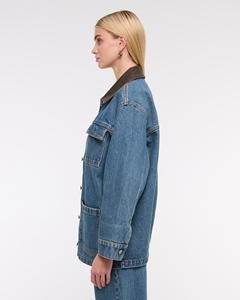 Chaqueta vaquera OEM para mujer, abrigo informal de otoño, chaqueta vaquera con botones, abrigo oversize - Product Image 4