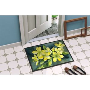 Felpudo de acuarela Jessamine amarillo de Carolina del Sur, alfombra de entrada antideslizante para interiores y exteriores, alfombrilla de puerta lavable de pila baja de 24H X 36W - Product Image 4