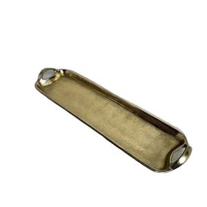 Bandeja Decorativa de Metal de Lujo para Decoración de Mesa de Boda, Accesorios de Estilo Americano, Bandejas y Platos para Postres, Plato Dorado para Ramadán - Product Image 1