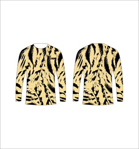 เสื้อกีฬาแขนยาวลายเสือสีทอง เสื้อยืดออกกำลังกายระบายอากาศได้ดี - Product Image 1