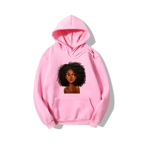 Sudadera Blanca para Mujer con Estampado de Chica Afro, Impresión Digital, Corte Regular, Sudadera de Algodón con Logotipo Frontal, Ropa Casual de Otoño - Product Image 5