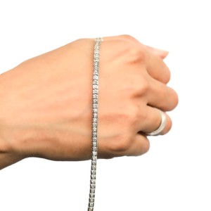 Wholesale DEF Color VS VVS Clarity 10K 14K 18K <b>Solid</b> <b>Gold</b> Round Lab Grown Diamond Tennis Bracelet Half Bezel Wedding Bracelet - Product Image 4