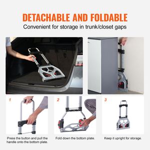 Carretilla de Mano Plegable de Aluminio con Mango Telescópico, Capacidad de 176 Libras, Carrito de Equipaje Resistente de 300 kg, Personalizable OEM - Product Image 6