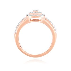 Rose Gold Baguette and Round Lab Grown <b>Diamond</b> Double Halo Statement <b>Ring</b> - Product Image 3