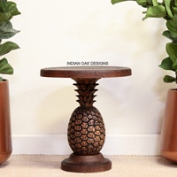 Table basse pliante en bois portable |   Meubles de salon contemporains en bois massif sculpté à la main en forme d'ananas, style rustique